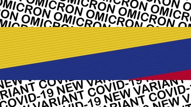 Флаг Колумбии и новый вариант Омикрона Covid-19 Title 3D Illustration - Фото, изображение