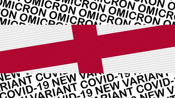Флаг Англии и новый вариант Covid-19 Omicron Title 3D Illustration - Фото, изображение