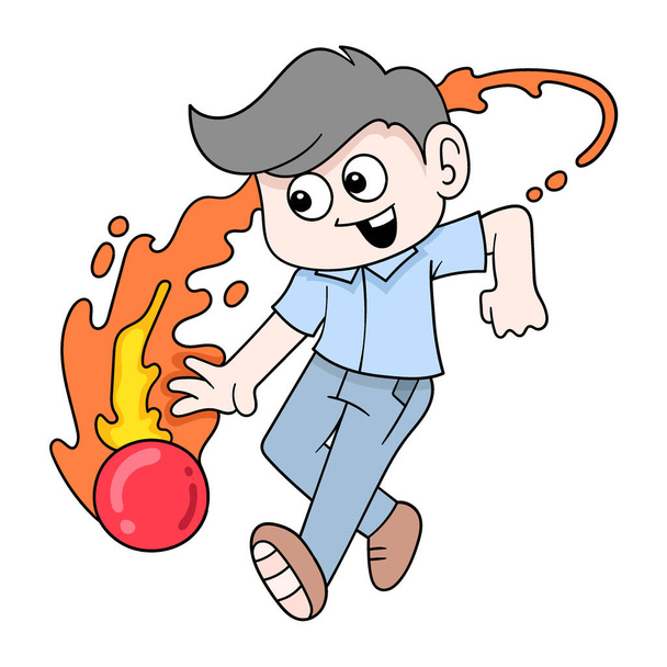 boy is releasing internal energy, vector illustration art. doodle icon image kawaii. - ベクター画像
