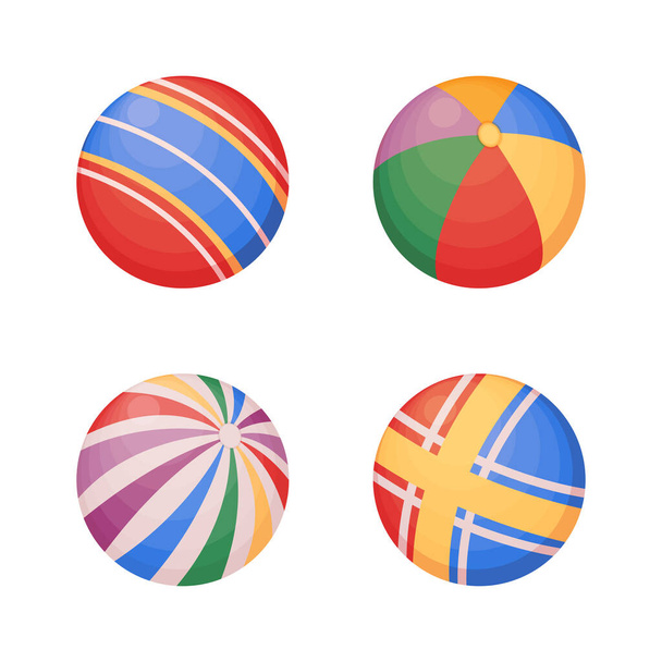 Rubber balls. A set of rubber balls of various colors. Children s balls for outdoor games. Collection of children s balls, vector illustration. - Vettoriali, immagini