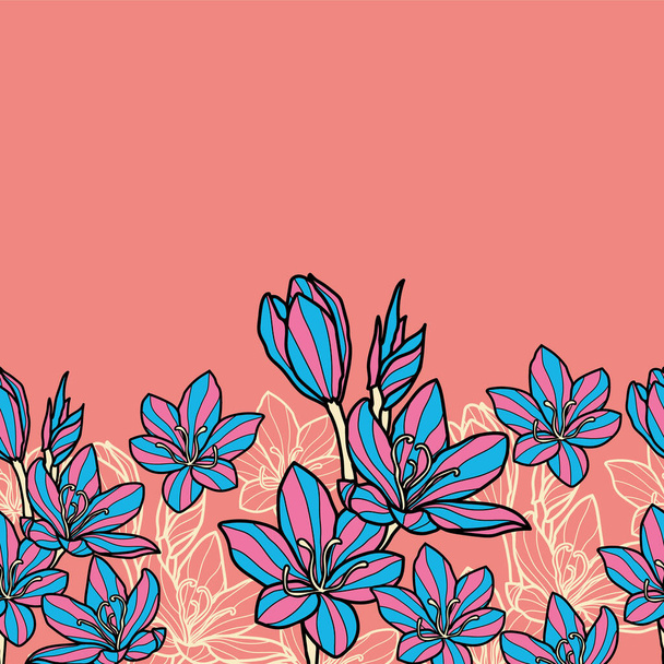 Ботанические растения без узоров для моды, паутины, обоев и всех принтов на розовом - Вектор,изображение