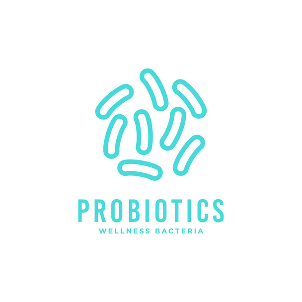 Návrh loga související s probiotickými bakteriemi. Zdravá výživová přísada pro léčbu - Vektor, obrázek
