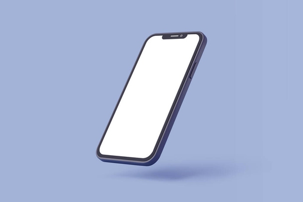 Une maquette de smartphone. téléphone portable avec écran blanc isolé sur bleu - Vecteur, image