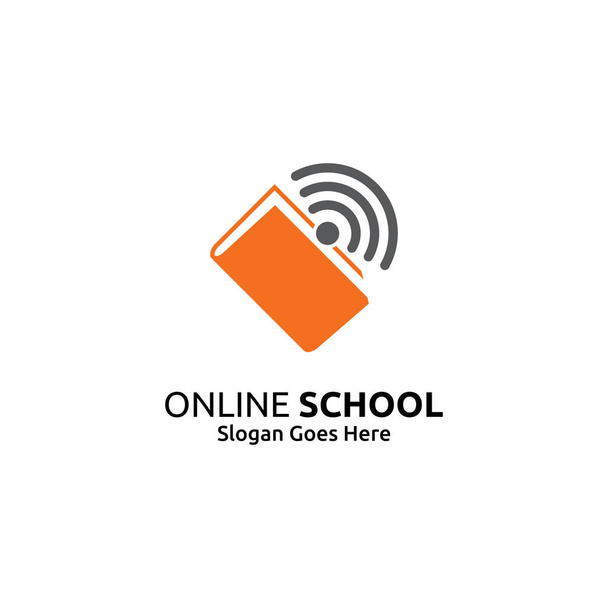 Online Εκπαίδευση πρότυπο σχεδιασμού λογότυπου. Σχεδιασμός λογότυπου σε απευθείας σύνδεση. Λογότυπο ηλεκτρονικής μάθησης - Διάνυσμα, εικόνα