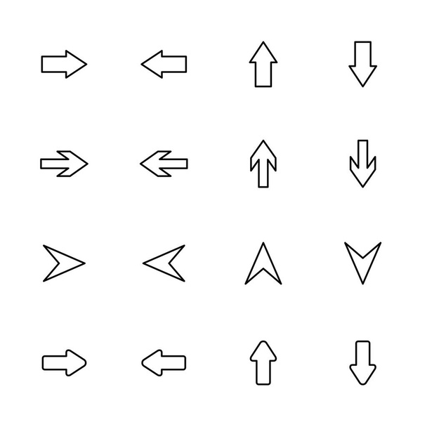 Outlined arrow set, pointed to left, right, up and down. Editable stroke vector, isolated at white background. ( 4 of 4 ) - ベクター画像