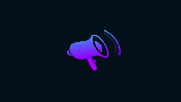 megaphone icon animation - gradient color.  4K Video motion Animation.  purple and blue. - Footage, Video