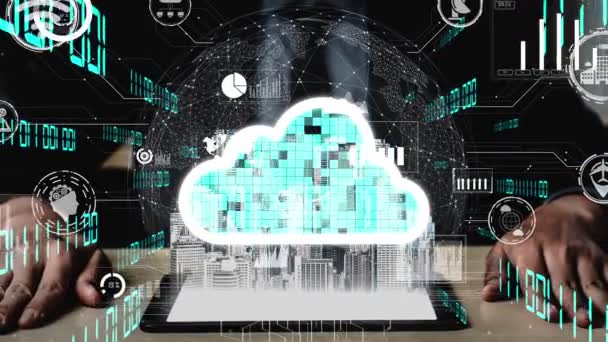 Conceptuele cloud computing en data-opslag technologie voor toekomstige innovatie - Video