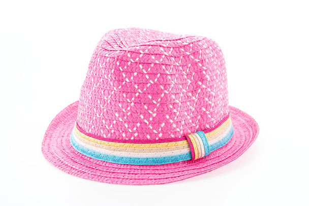 pink straw hat isolated on white background - Photo, Image
