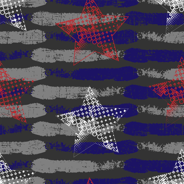 pattern with grunge lines and stars. print for textile and more - Vettoriali, immagini