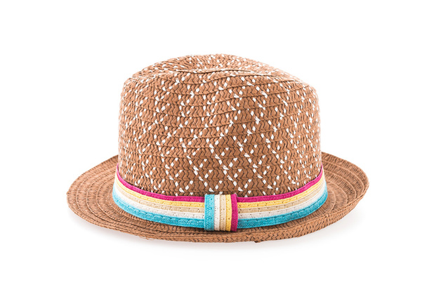 Sombrero de paja marrón aislado sobre fondo blanco - Foto, imagen