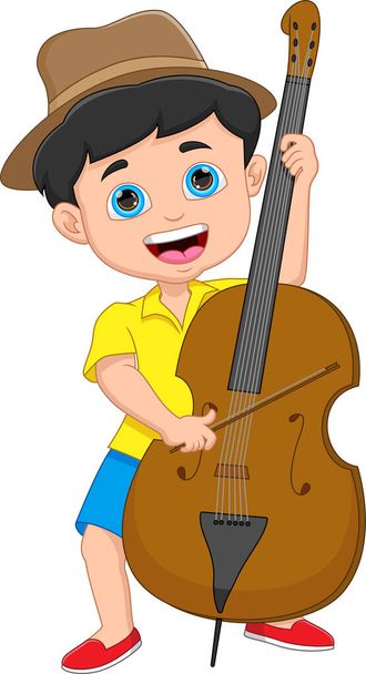 boy playing cello on white background - Vector, Image
