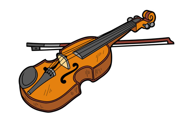 Εικονογράφηση φορέα κινουμένων σχεδίων, Βιολί. Πολύχρωμο μουσικό όργανο - Διάνυσμα, εικόνα