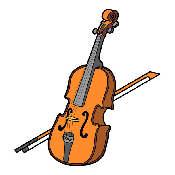 Illustrazione vettoriale del fumetto, Violoncello. Strumento musicale colorato - Vettoriali, immagini