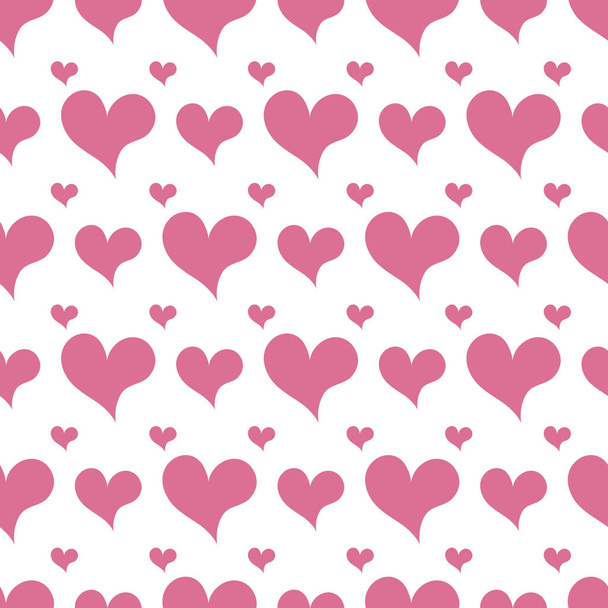 Hearts. Pink symbols of love. Repeating vector pattern. Seamless romantic ornament. Endless gentle background. Valentine's day. Isolated colorless background. Idea for web design, packaging, wallpaper, cover, textile. - Vektör, Görsel
