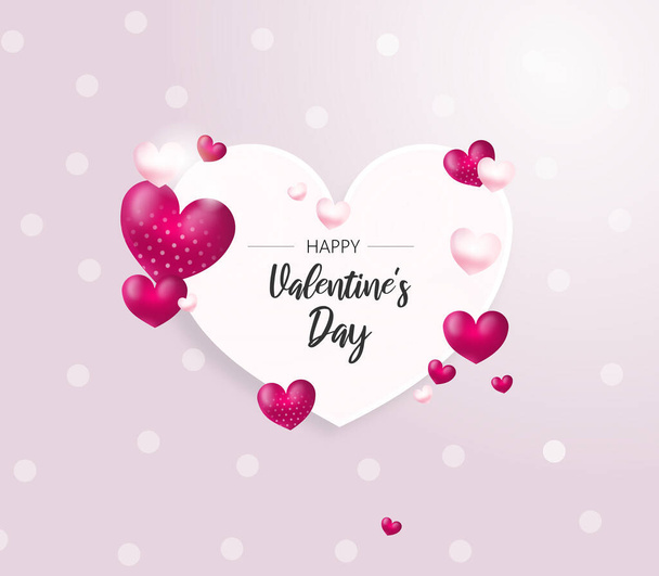 Ilustración de la tarjeta de felicitación al día de San Valentín con pequeños corazones rosados - Foto, Imagen