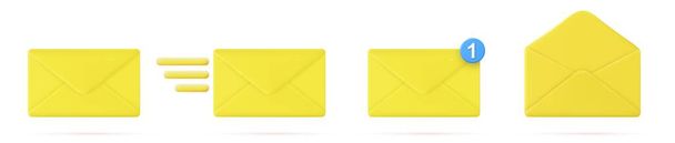 3d fechado envelope de correio ícone definido - Vetor, Imagem