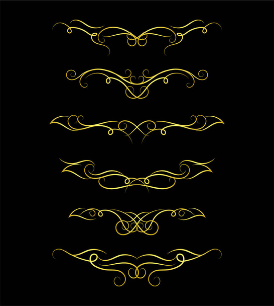 Gold Borders Elements Set Collection, ornament, vector illustration - Vector, Image