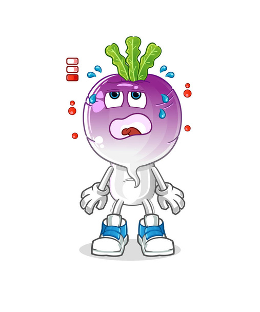 turnip head cartoon low battery mascot. cartoon vector - Vector, Image