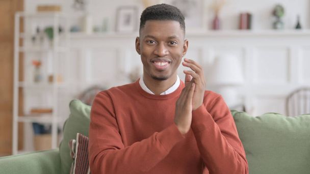 Portrait Shot of Happy African Man Clapping, Applauding - Photo, Image