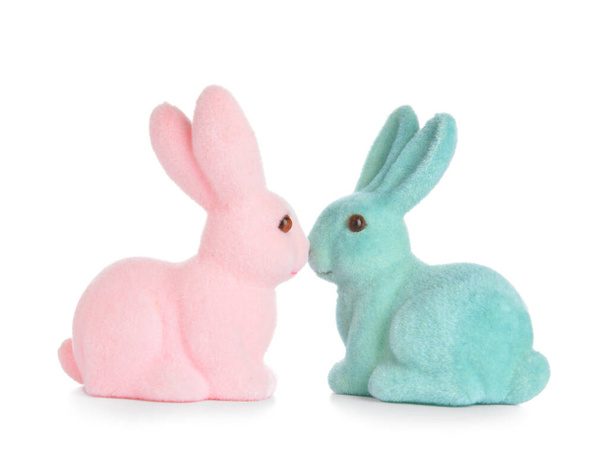 Cute Easter bunnies on white background - Foto, Bild