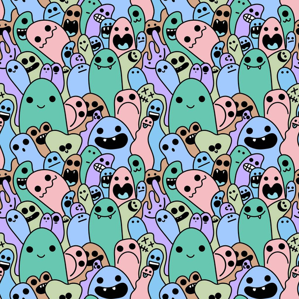 Cartoon seamless monster alien pattern for fabrics and textiles and packaging and gifts and cards and linens and kids - 写真・画像