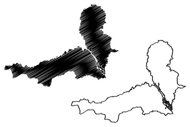 Novo Airao község (Amazonas állam, Brazília községei, Brazil Szövetségi Köztársaság) térkép vektor illusztráció, firka vázlat Új Airao térkép - Vektor, kép