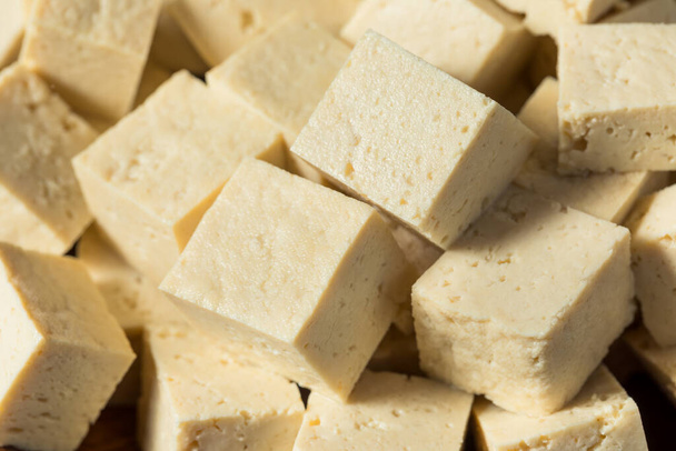 Raw White Organic Extra Firm Tofu Made with Soy Beans - Fotoğraf, Görsel