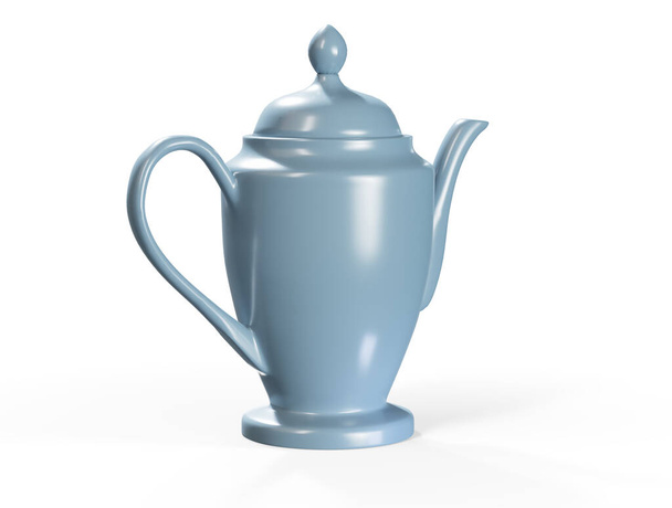 Stylish insulated plastic electric white kettle. 3d illustration, 3d rendering. - Fotoğraf, Görsel