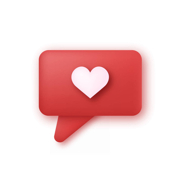 3d botón de mensaje de corazón rojo. Ilustración vectorial - Vector, Imagen