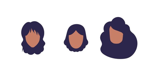 A set of faces of girls of African American appearance. Isolated. Flat style. - Vector, Image
