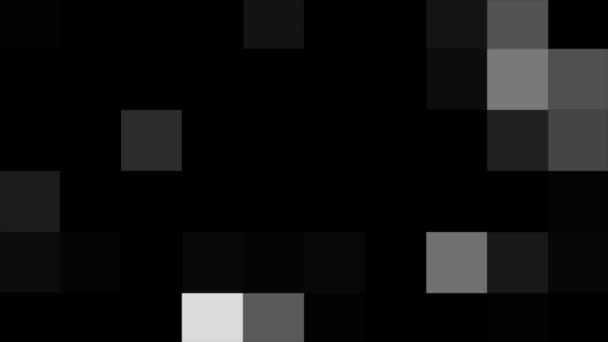 Het mozaïek is grijs. Beweging. Kleine vierkantjes schitteren samen met zwarte en donkere tinten in abstractie. - Video
