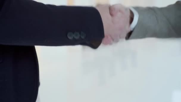 Video of close-up business partner handshaking process. Successful deal concept after great meeting. - Séquence, vidéo