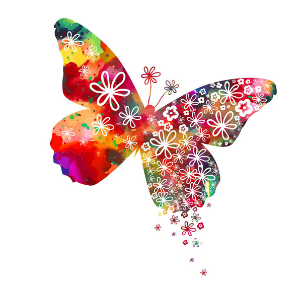 χρωματιστή πεταλούδα από λουλούδια. Εικονογράφηση διανύσματος - Διάνυσμα, εικόνα