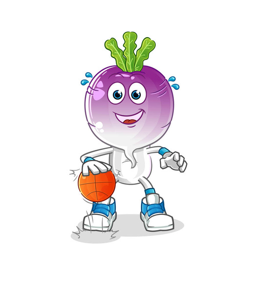 turnip head cartoon dribble basketball character. cartoon vector - Vector, Image