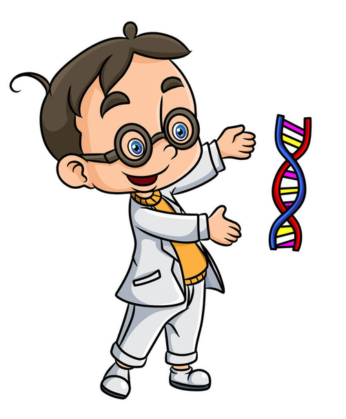 The scientist is researcher the DNA blood in the laboratory of illustration - Vector, imagen