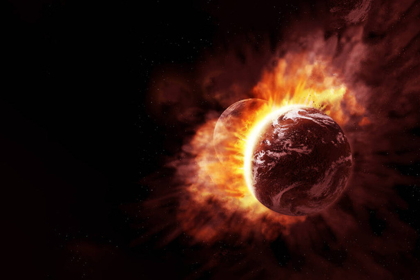 Planeettojen törmäys avaruudessa. Elementit tämän kuvan kalustettu NASA. Laadukas kuva - Valokuva, kuva