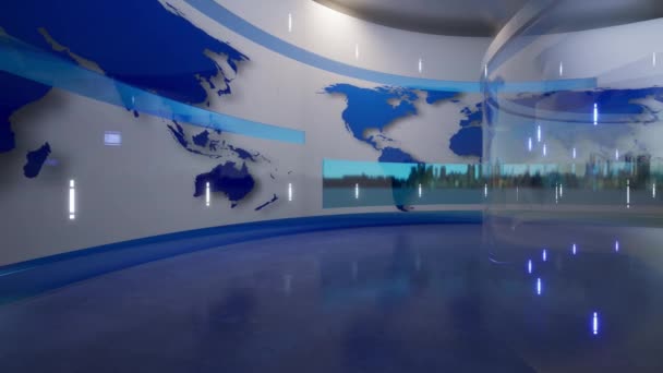 3D Virtual News Studio Achtergrond. 3d destructie - Video