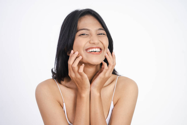 asian woman with clean fresh skin on white background - Foto, Bild