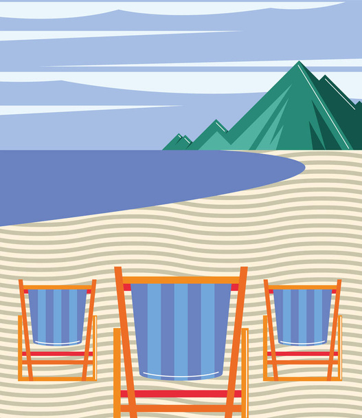 sillas en la playa - Vector, imagen