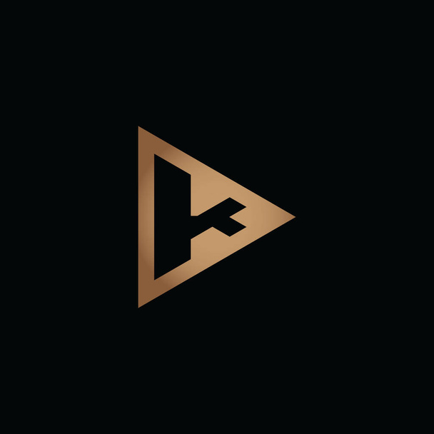 Logo voor video. Gold Play Button met letter K. Negatieve ruimte logotype initiële ontwerpen voor persoonlijke en bedrijfsbranding. EPS10 #2 - Vector, afbeelding