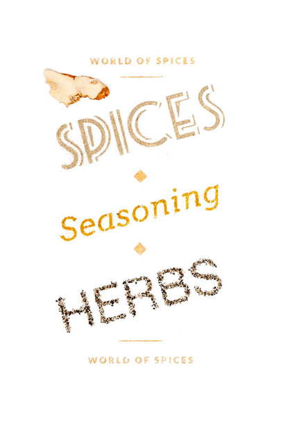 Spices, seasoning and herbs on white background - Photo, Image