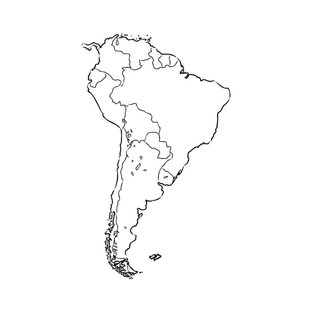 χάρτης της Νότιας Αμερικής. έννοια χάρτη της Νότιας Αμερικής διάνυσμα - Διάνυσμα, εικόνα
