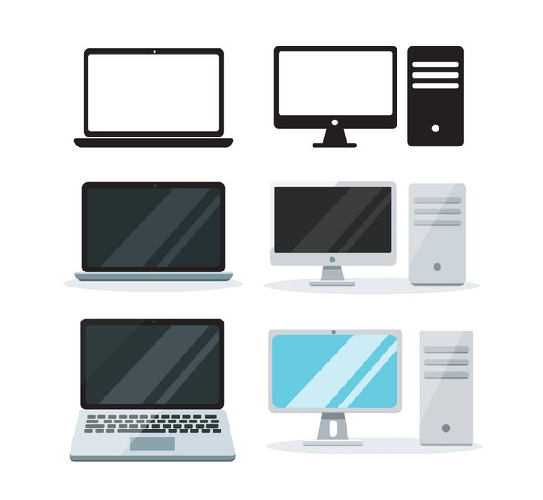 set of laptop and computer vector illustration - Vetor, Imagem