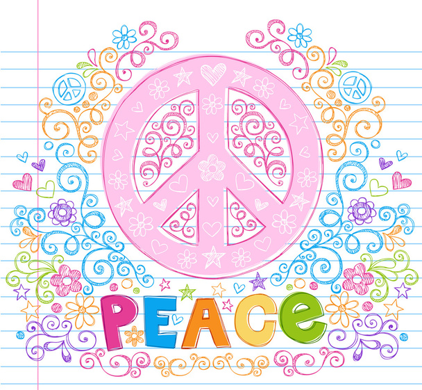 Peace Sign Sketchy Doodles Vector Illustration - Vector, Image