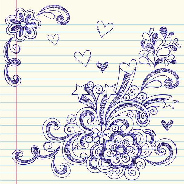 doodles σχηματικό πίσω στο σχολικό τετράδιο - Διάνυσμα, εικόνα