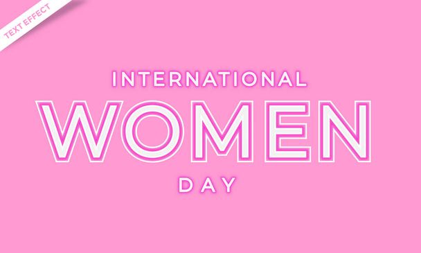 Internationaler Frauentag rosa feminine Text-Effekt-Gestaltung - Vektor, Bild