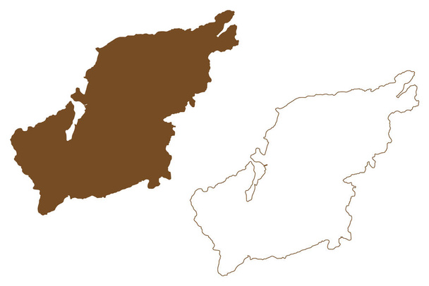 Lemlahdensaari island (Republic of Finland) map vector illustration, scribble sketch Lemlaxon map - Vector, Image