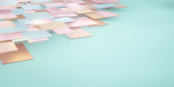 pastel background geometric tile hierarchy of abstract squares For pasting text 3D illustrations - Photo, Image