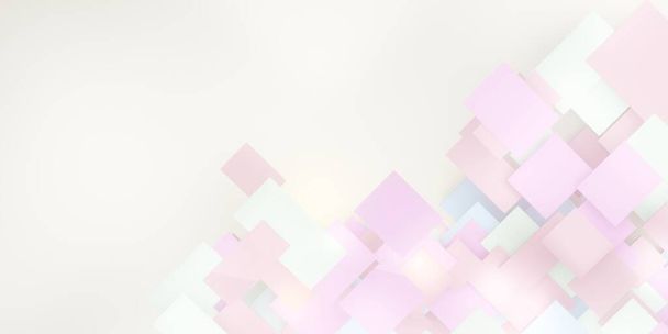 Pastell Hintergrund geometrische Kachelhierarchie abstrakter Quadrate Zum Einfügen von Text 3D-Illustrationen - Foto, Bild