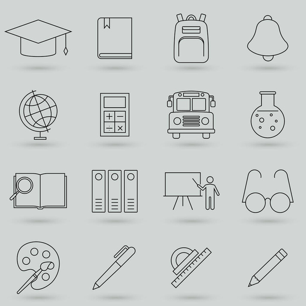 Education, learning, school vector thin line icons set. Modern line graphic design linear concepts for websites, web design, mobile app, infographics. - Vector, Image